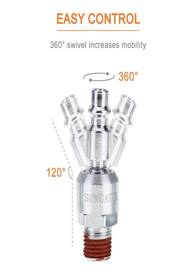 SUNGATOR مجموعة من قطعتين من وصلات أدوات الهواء الدوارة مقاس 1/4 بوصة من SUNGATOR، سدادات صناعية قابلة للدوران 360 درجة مقاس 1/4 بوصة، وصلات خرطوم ضاغط الهواء الدوارة MNPT مقاس 1/4 بوصة، موصلات خرطوم سريعة التوصيل بسدادة ذكر NPT - Image 3