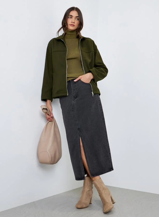 Styli Styli Oversized Wool Look Bomber Jacket