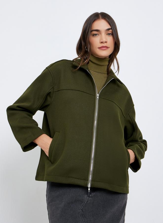 Styli Oversized Wool Look Bomber Jacket - Image 4