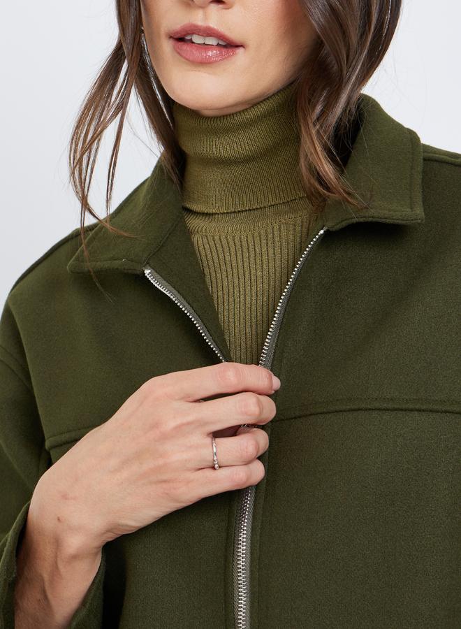 Styli Oversized Wool Look Bomber Jacket - Image 5