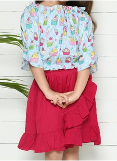 LILPICKS Printed Top with Ruffled Wrap Skirt Top by Styli  - Image 2