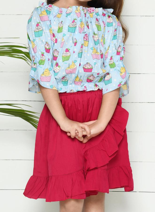 ليل بيكس بلوزة مطبوعة مع تنورة ملفوفة بكشكش من ستايلي - Image 2