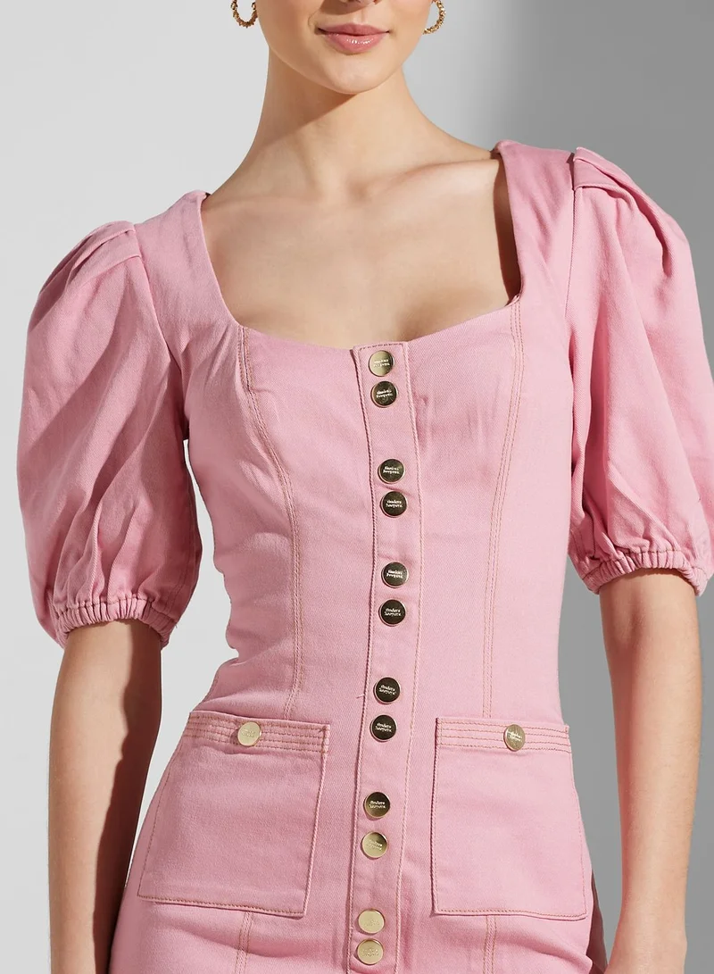 Finders Keepers Maria Square neck Tiered hem Dress