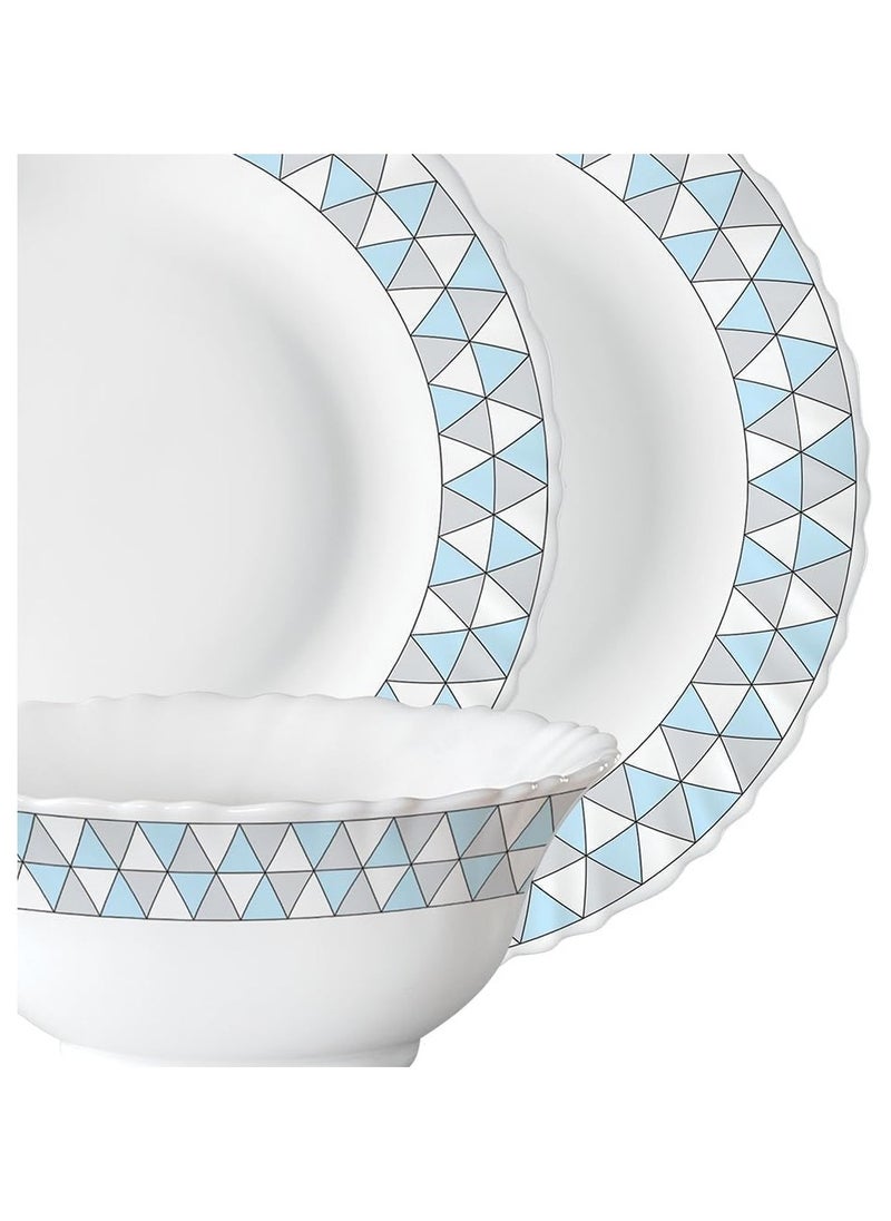 British Chef - 15 Pieces Opalware Dinner Sets- Microwave & Dishwasher Safe- Weave Dinnerware set with 4 Full Plate/4 Side Plate/4 Vegetable Bowl/1 Serving Bowl/2 Spoons - White - Image 1