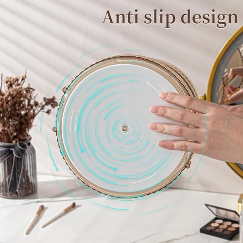 INOVERA (LABEL) 360° Rotation Makeup Organizer for Women, Girls & Bride - Dressing Table Cosmetic Storage Case - Bathroom Vanity Skincare Holder Organiser (2 Tier, Transparent) - Image 4