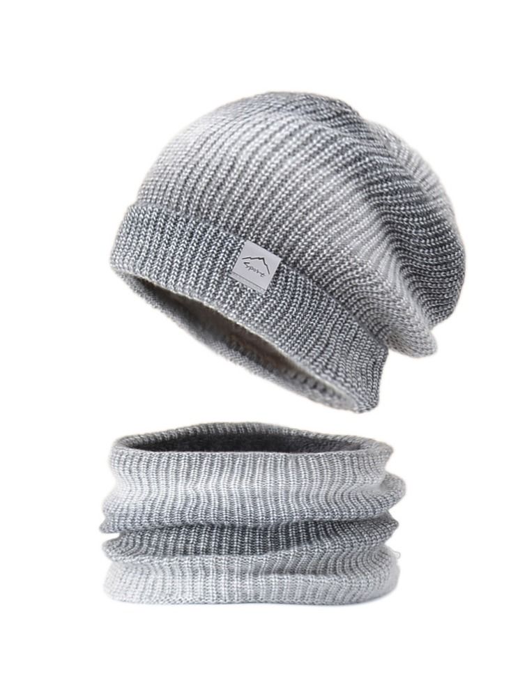 Loquat Winter Padded Set Cap Knitted Hat Scarf 2-Piece Set