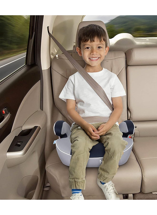 Nurtur - مقعد معزز للأطفال من إنزو - مسند للذراع - تركيب Isofix - مناسب عالميًا - قاعدة واسعة مبطنة مناسبة من 4 سنوات إلى 12 (المجموعة 2/3)، رمادي فاتح/أزرق داكن - Image 1