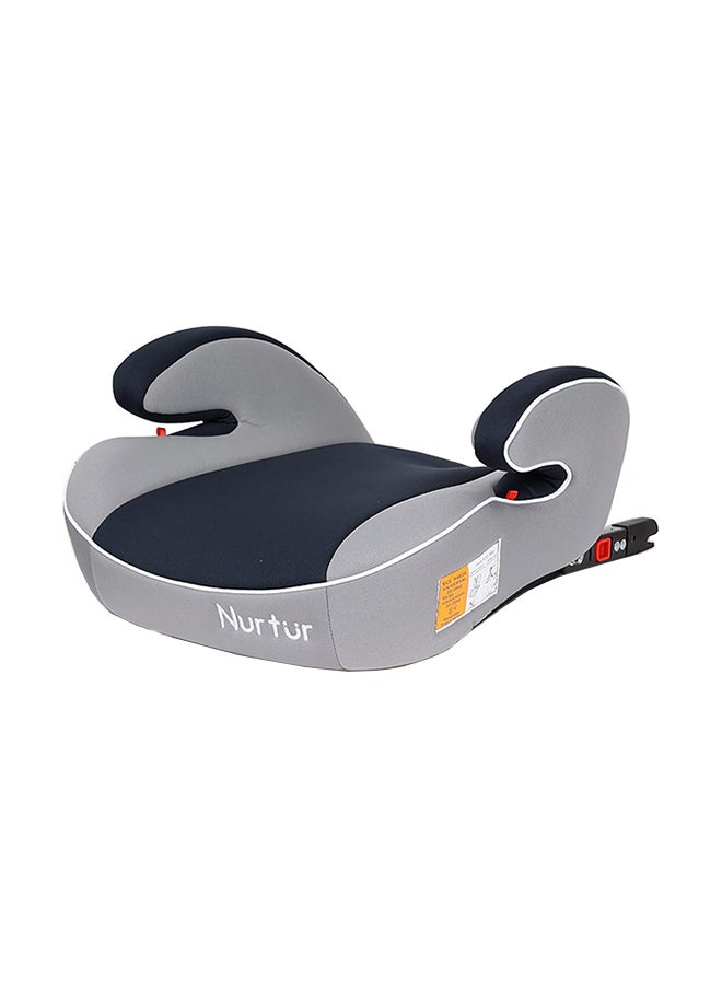 Nurtur - مقعد معزز للأطفال من إنزو - مسند للذراع - تركيب Isofix - مناسب عالميًا - قاعدة واسعة مبطنة مناسبة من 4 سنوات إلى 12 (المجموعة 2/3)، رمادي فاتح/أزرق داكن - Image 1