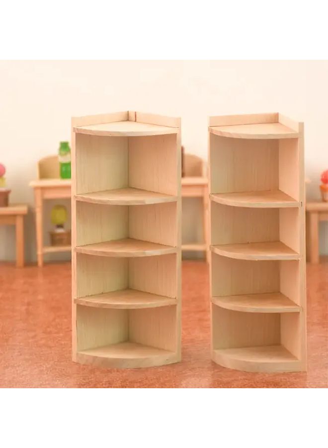 Miniature Wooden Storage Cabinet Display Shelf Light Brown Recycled Wood For Dollhouse Decor - Image 3