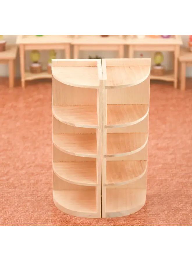 Miniature Wooden Storage Cabinet Display Shelf Light Brown Recycled Wood For Dollhouse Decor - Image 2