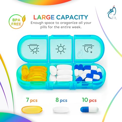 SHREETA Weekly Pill Organizer 3 Times a Day, Compact Pill Box 7 Day with Roomy Pill Case and Sturdy Design for Managing Your Vitamins, Fish Oils, Supplements and Medications - Image 3