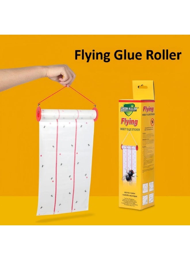 GREEN KILLER Eco-Friendly Flying Insect Glue Trap，Sticky Fly Paper Strips with Hanging Hooks for Mosquitoes, Flying Insect Glue Roller, Gnats & Fruit Flies，Safe, Non-Toxic Indoor Pest Control Solution for Home & Kitchen - Image 1