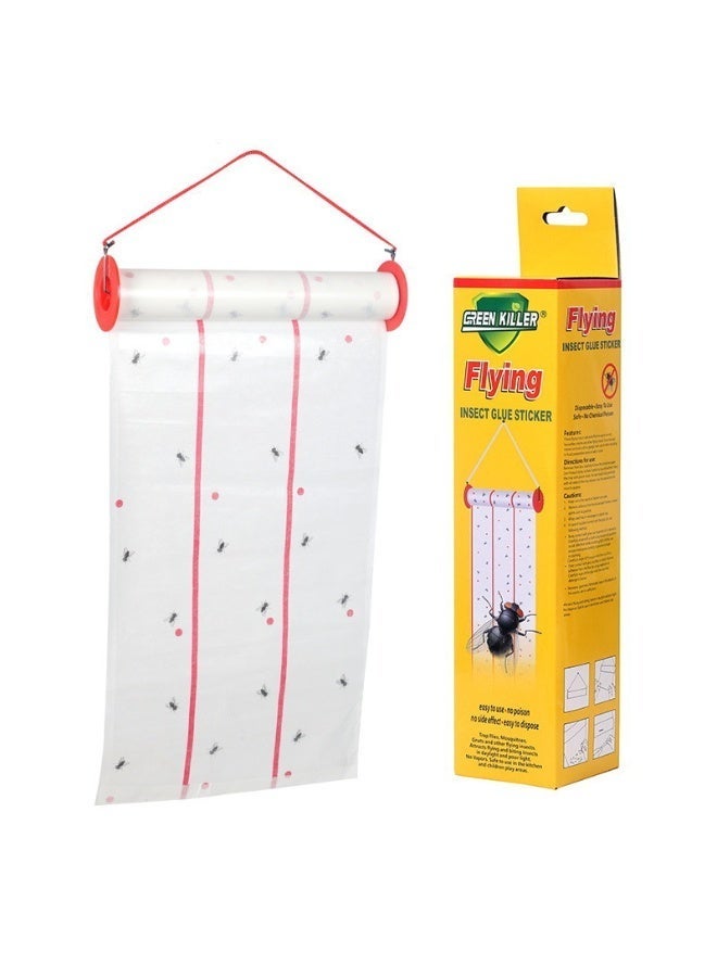GREEN KILLER Eco-Friendly Flying Insect Glue Trap，Sticky Fly Paper Strips with Hanging Hooks for Mosquitoes, Flying Insect Glue Roller, Gnats & Fruit Flies，Safe, Non-Toxic Indoor Pest Control Solution for Home & Kitchen - Image 2