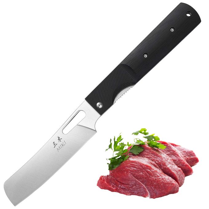 Miki Sharp 440A Stainless Steel Blade Japanese Kitchen Chef Folding Pocket Knife for Outdoor Camping Cooking (Chef Blade) - Image 1
