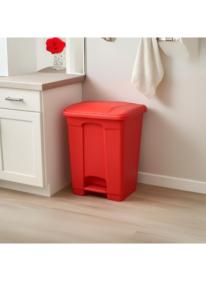 AKC سلة نفايات بدواسة مع غطاء – 30 لتر، 45 لتر، 68 لتر، 87 لتر | رمادي، أصفر، أحمر، أخضر | سلة نفايات بلاستيكية متينة مع دواسة وغطاء (أحمر، 68 لتر) - Image 2