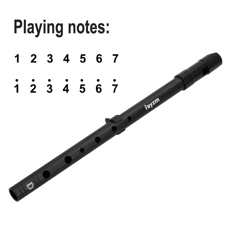Rayzm Tin Whistle/Irish Whistle, D-Key 6-Hole Aluminum Penny Whistle for Beginners (Black) - Image 3