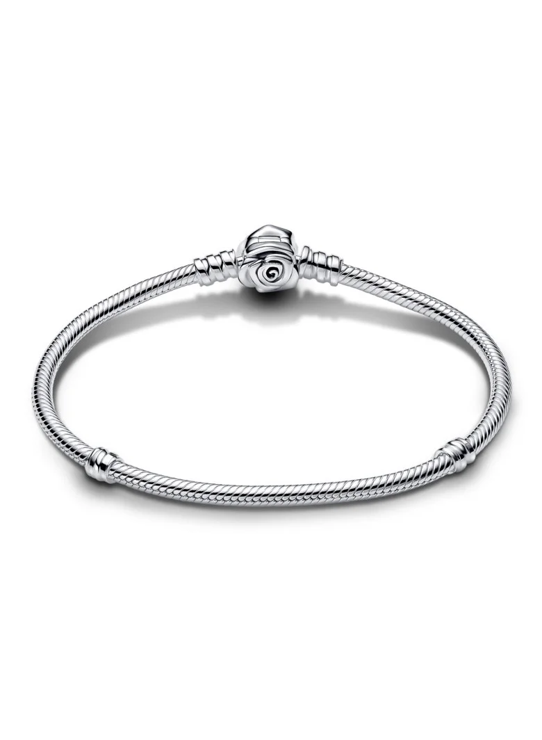 PANDORA Pandora Moments Rose in Bloom Clasp Snake Chain Bracelet