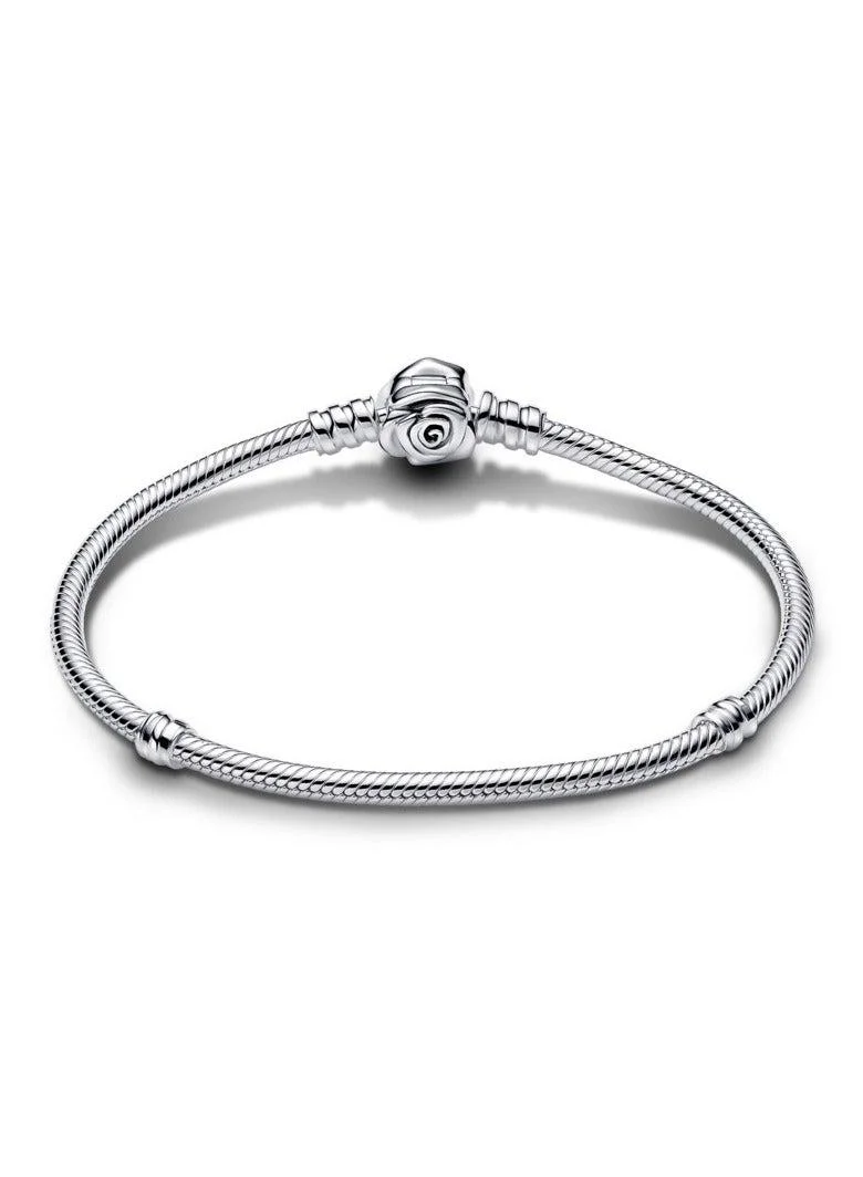 PANDORA Pandora Moments Rose in Bloom Clasp Snake Chain Bracelet