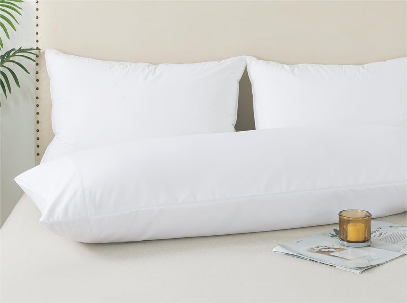 WhatsBedding Body Pillow Cover, Ultra Soft Microfiber Pillowcases, Breathable Long Pillow Case, Envelope Closure - White (20x54 inch) - Image 2