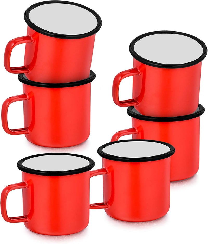 TeamFar TeamFar Coffee Mug Set of 6 12 oz Enamel Mug Red Tea Camp Drinking Cups Mugs Vintage for Camping Picnic Home Use Non Toxic  Portable Classic Design  Easy Clean - Image 1