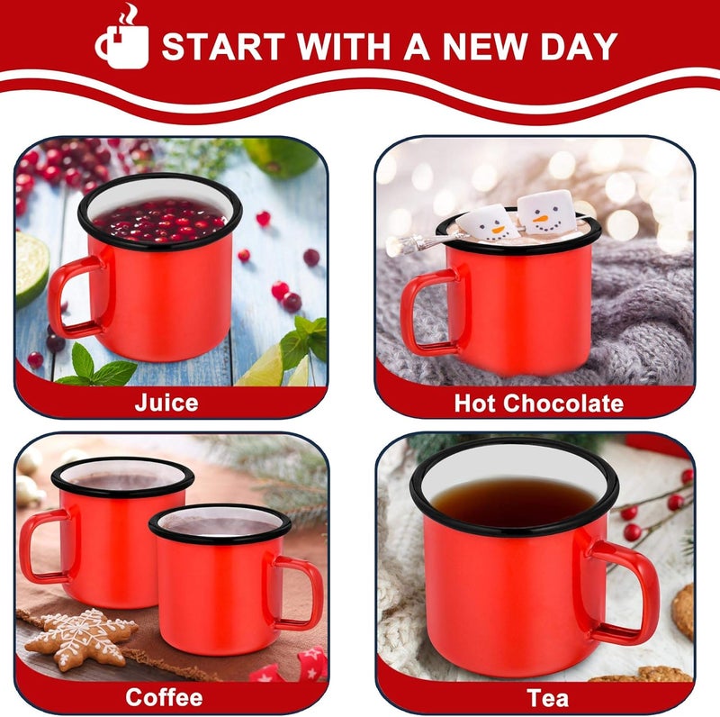 TeamFar TeamFar Coffee Mug Set of 6 12 oz Enamel Mug Red Tea Camp Drinking Cups Mugs Vintage for Camping Picnic Home Use Non Toxic  Portable Classic Design  Easy Clean - Image 4