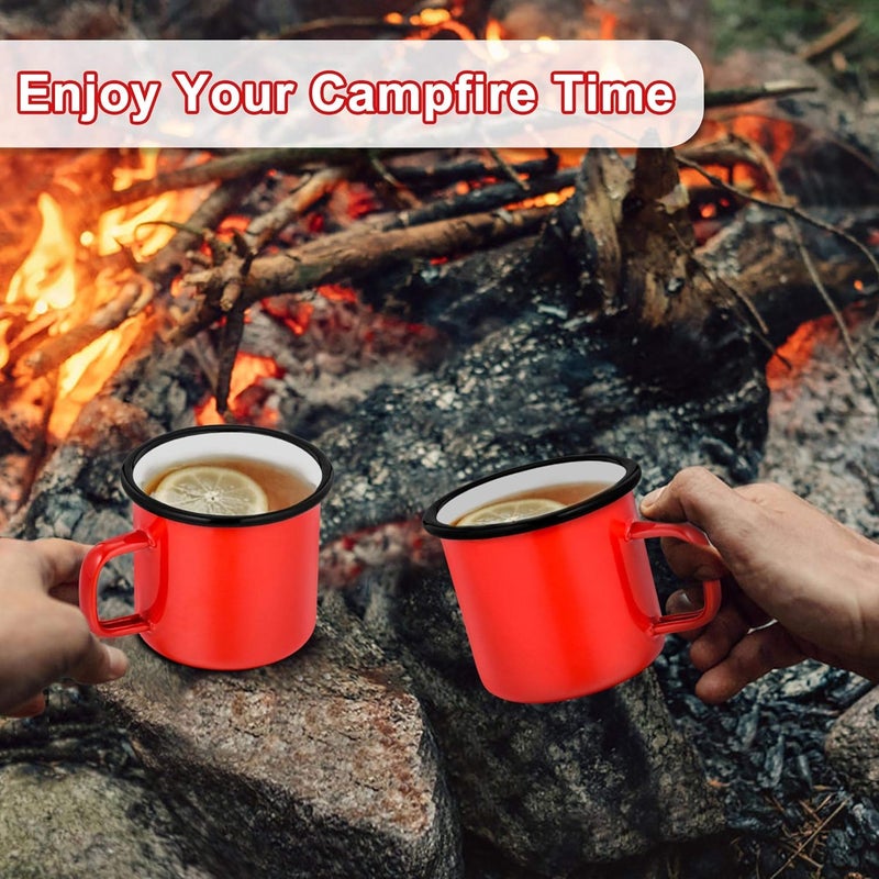 TeamFar TeamFar Coffee Mug Set of 6 12 oz Enamel Mug Red Tea Camp Drinking Cups Mugs Vintage for Camping Picnic Home Use Non Toxic  Portable Classic Design  Easy Clean - Image 5