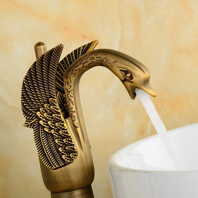 B BACKLINE B Backline Brass Basin Mixer Tap Hot Cold Wash Basin Mixer Faucet Pillar tap for wash Basin Tap for Bathroom Livingroom Bathroom Antique Tap Short - Image 3