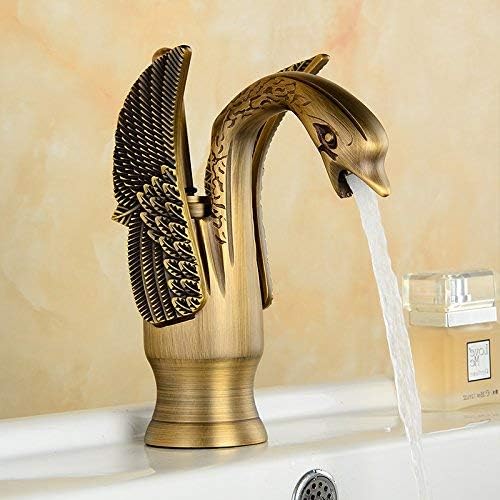 B BACKLINE B Backline Brass Basin Mixer Tap Hot Cold Wash Basin Mixer Faucet Pillar tap for wash Basin Tap for Bathroom Livingroom Bathroom Antique Tap Short - Image 1