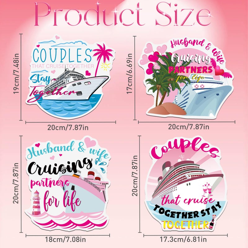 MENIFEND Couple Cruise Door Decorations Magnetic - 4 Pcs Large Cruise Ship Palm Tree Lighthouse Love Heart Husband and Wife Cruise Door Magnets, Anniversary Cruise Door Decor for Ship Cabin Door Fridge - Image 2