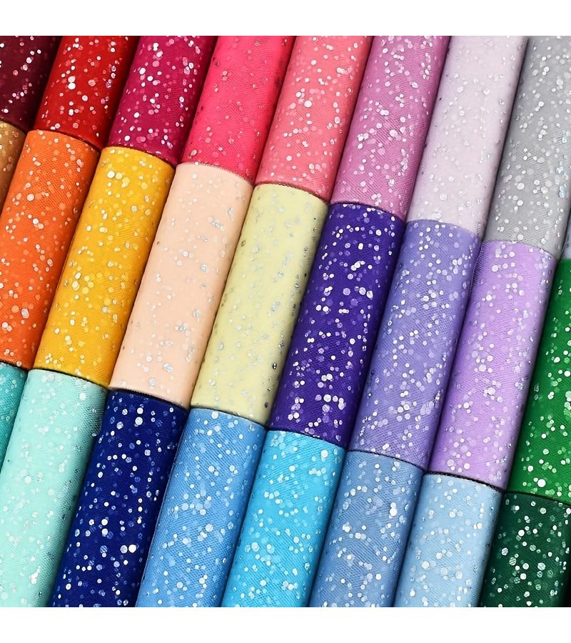 Deep Pink Shiny Sequins Tulle Fabric Roll for Sewing Pre Cut Crafts Gift Box Packaging 84 - Image 2