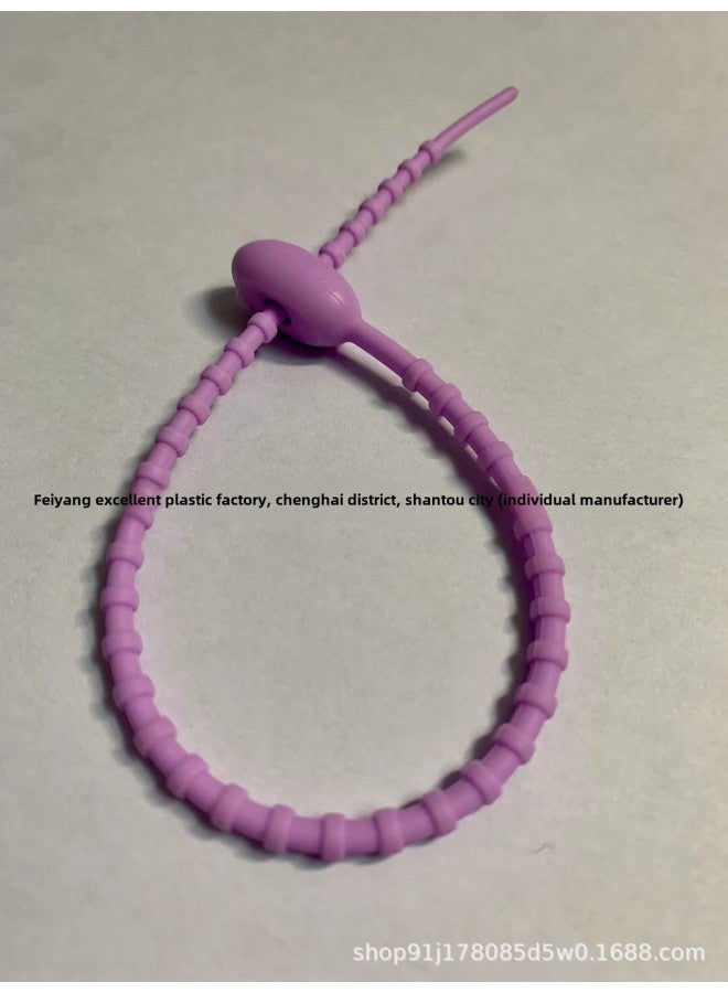 Loquat Colorful Multi-size Tadpole Self-locking Cable Tie Soft Rubber Cable Winder Data Cable Storage With Plush Doll Lanyard-Color:Violet - Image 1