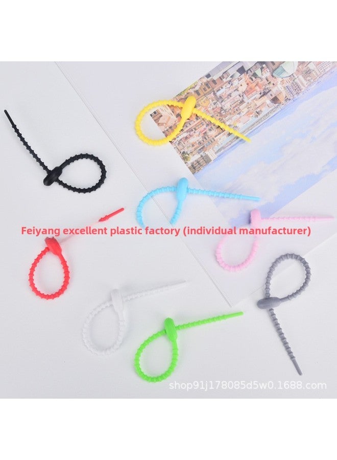 Loquat Colorful Multi-size Tadpole Self-locking Cable Tie Soft Rubber Cable Winder Data Cable Storage With Plush Doll Lanyard-Color:Violet - Image 4