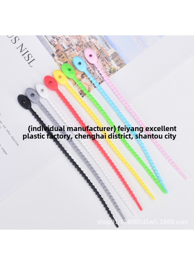 Loquat Colorful Multi-size Tadpole Self-locking Cable Tie Soft Rubber Cable Winder Data Cable Storage With Plush Doll Lanyard-Color:Violet - Image 3