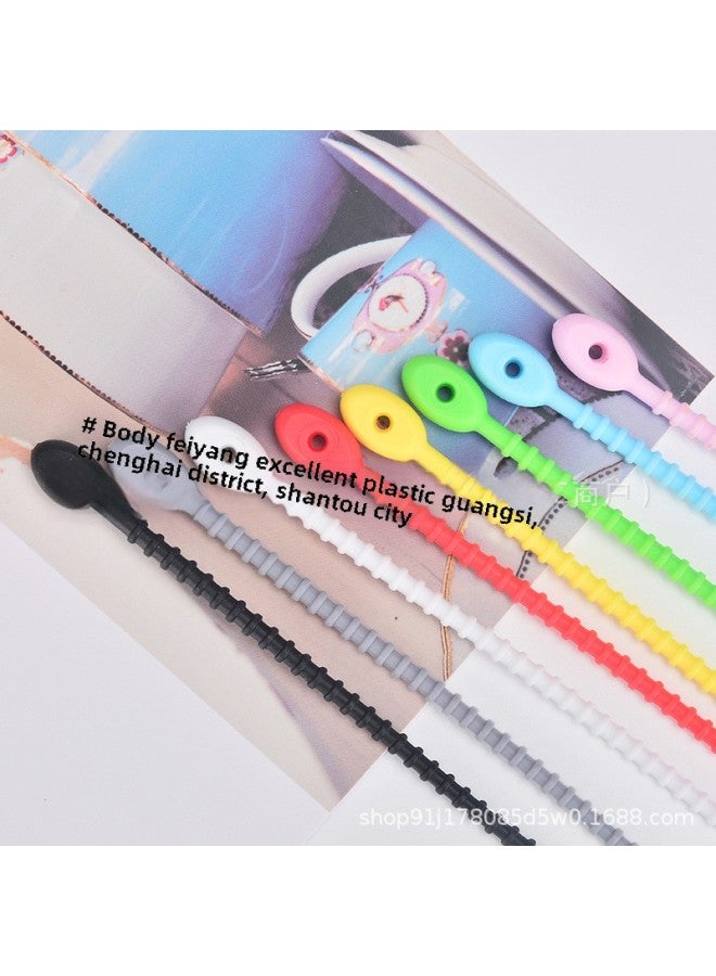 Loquat Colorful Multi-size Tadpole Self-locking Cable Tie Soft Rubber Cable Winder Data Cable Storage With Plush Doll Lanyard-Color:Violet - Image 2