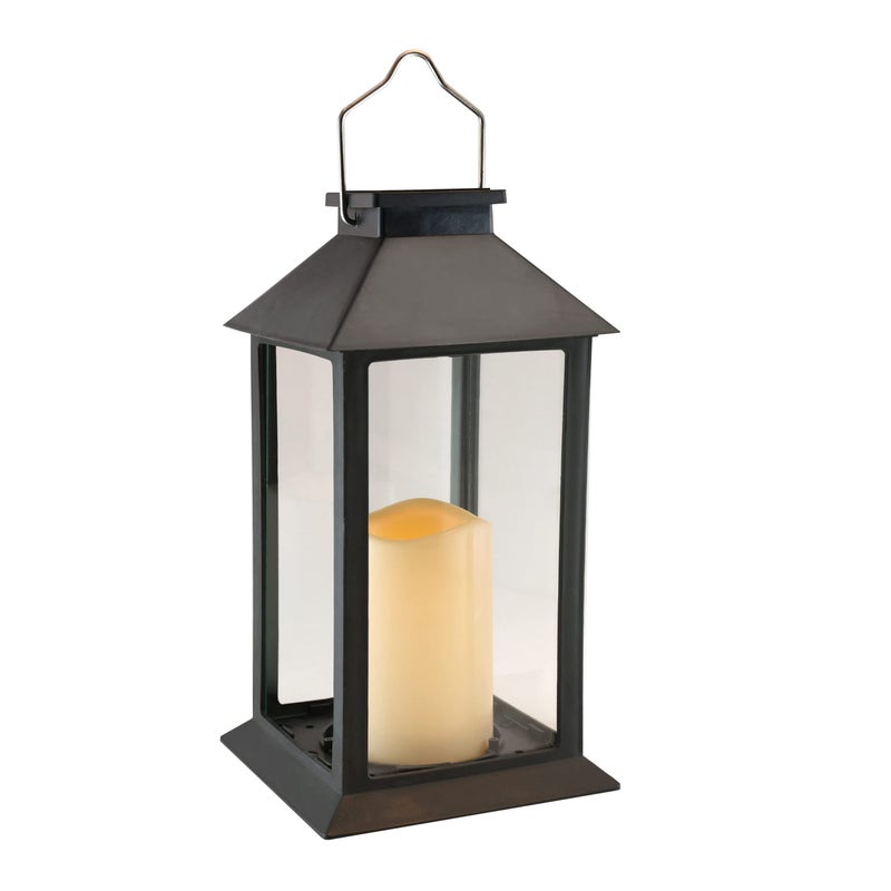 Lumabase Lumabase LumaBase Solar Powered Lantern with LED Candle, Traditional, Black, 11", 62401  - Image 2