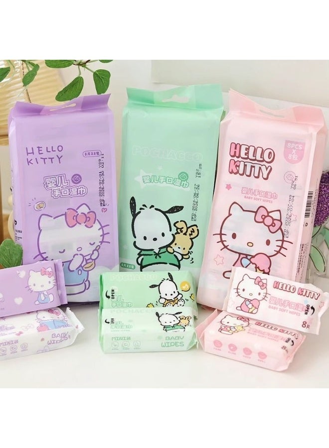 مناديل مبللة صغيرة - Mini Wipes للأطفال والكبار (تصاميم كرتونية متنوعة) - 3 عبوات - Image 1