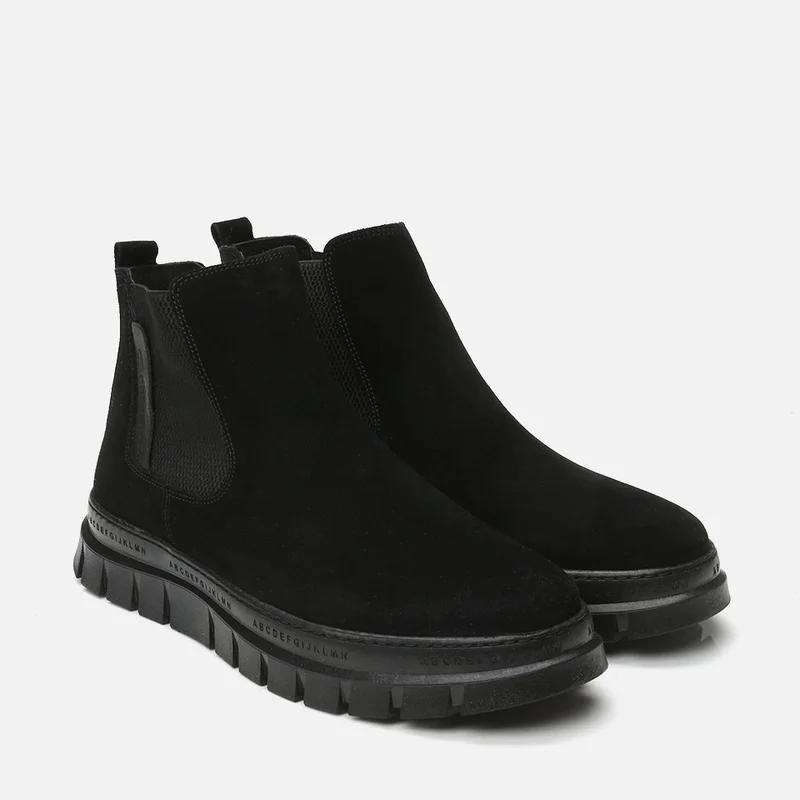 Hotiç 02BOH296100A100 GENUINE Leather Black Men's Casual Boots