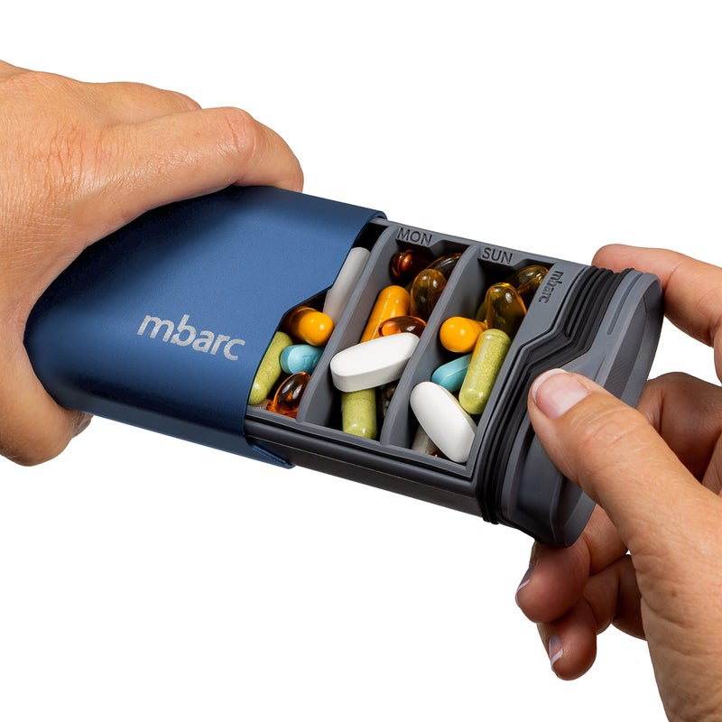 HIGHERHUMAN mbarc XL 7 Day Weekly Pill Organizer â€“ Extra Large Capacity Pill Box - Premium Pillcase (XL, Matte Blue) - Image 2
