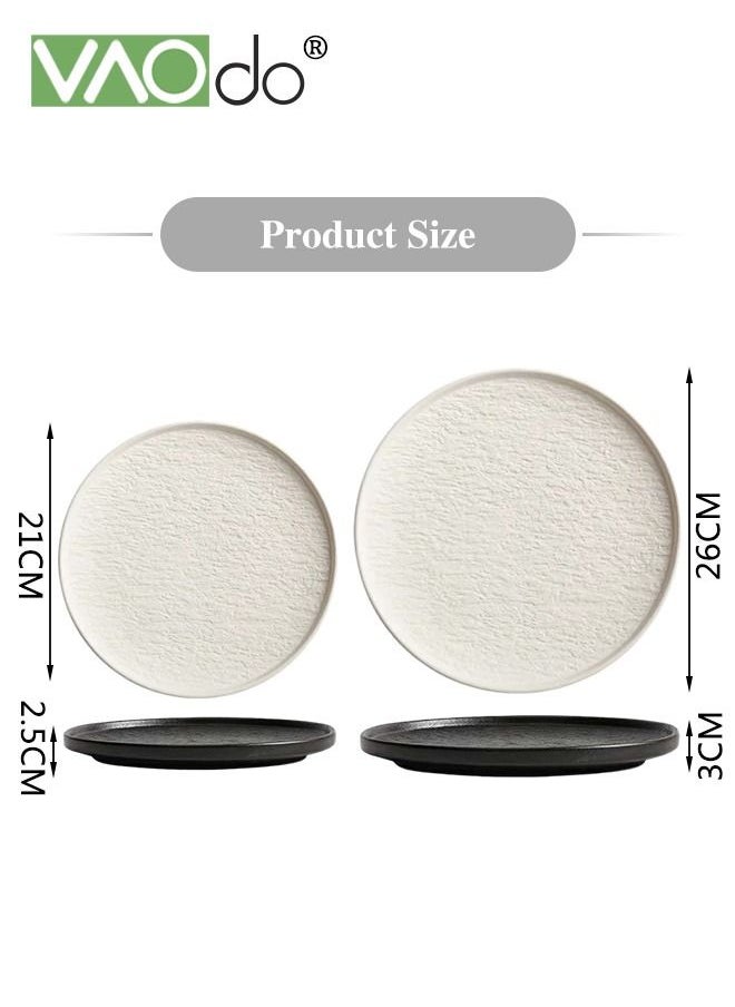 4PCS Rock Pattern Dinner Plate Underglaze Color Process Thickened Plate with Side Suitable for Steak Sushi Dessert Western Food