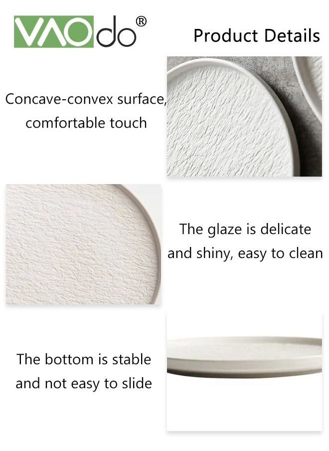 4PCS Rock Pattern Dinner Plate Underglaze Color Process Thickened Plate with Side Suitable for Steak Sushi Dessert Western Food
