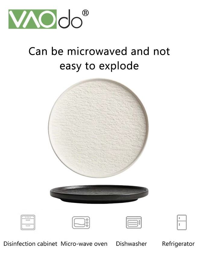 4PCS Rock Pattern Dinner Plate Underglaze Color Process Thickened Plate with Side Suitable for Steak Sushi Dessert Western Food