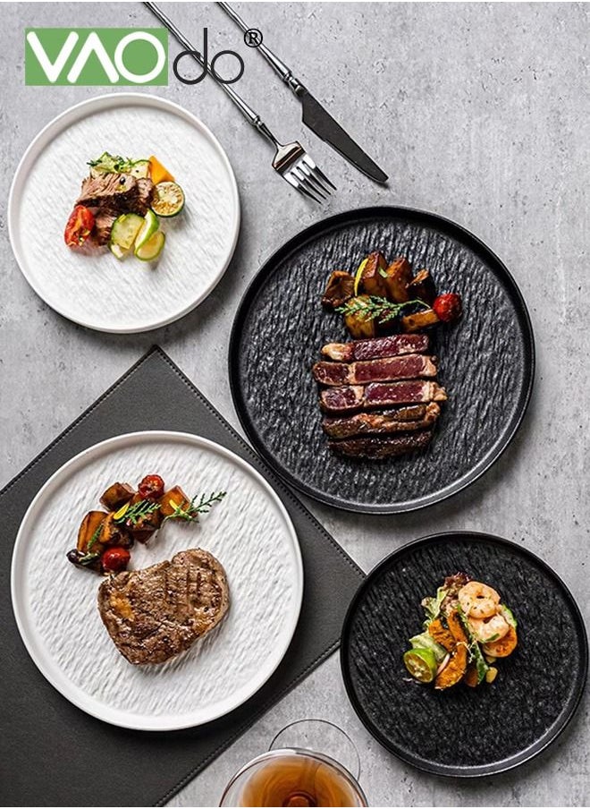 4PCS Rock Pattern Dinner Plate Underglaze Color Process Thickened Plate with Side Suitable for Steak Sushi Dessert Western Food