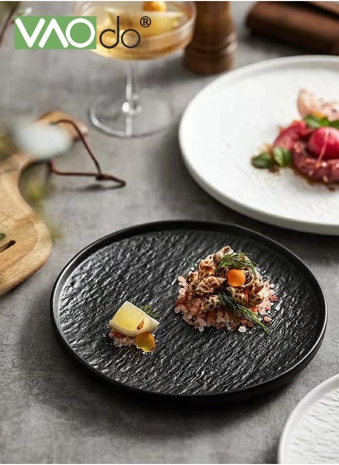 4PCS Rock Pattern Dinner Plate Underglaze Color Process Thickened Plate with Side Suitable for Steak Sushi Dessert Western Food