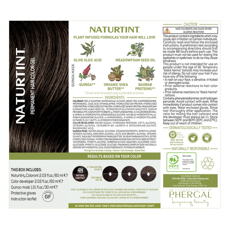 Naturtint 4N Natural Chestnut Permanent Hair Color (Pack of 1), Ammonia Free, Vegan, Cruelty Free, up to 100% Gray Coverage, Long Lasting Results (Packaging may vary) - Image 4