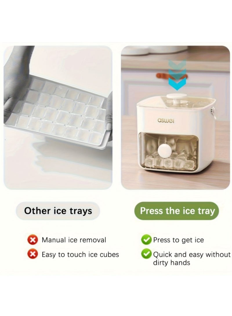 Mmmon Ice Cube Tray for freezer with 2 Trays and Ice Storage Bin Tweezers, 48 Grid Ice Making Mold Ice Maker with Easy to Press Lid, Small Pellet Ice Mold (White)  - Image 4