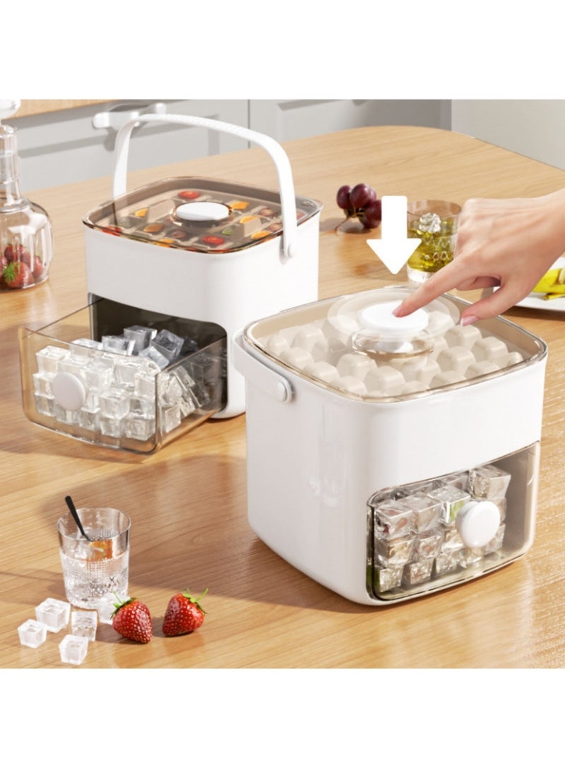 Mmmon Ice Cube Tray for freezer with 2 Trays and Ice Storage Bin Tweezers, 48 Grid Ice Making Mold Ice Maker with Easy to Press Lid, Small Pellet Ice Mold (White)  - Image 2