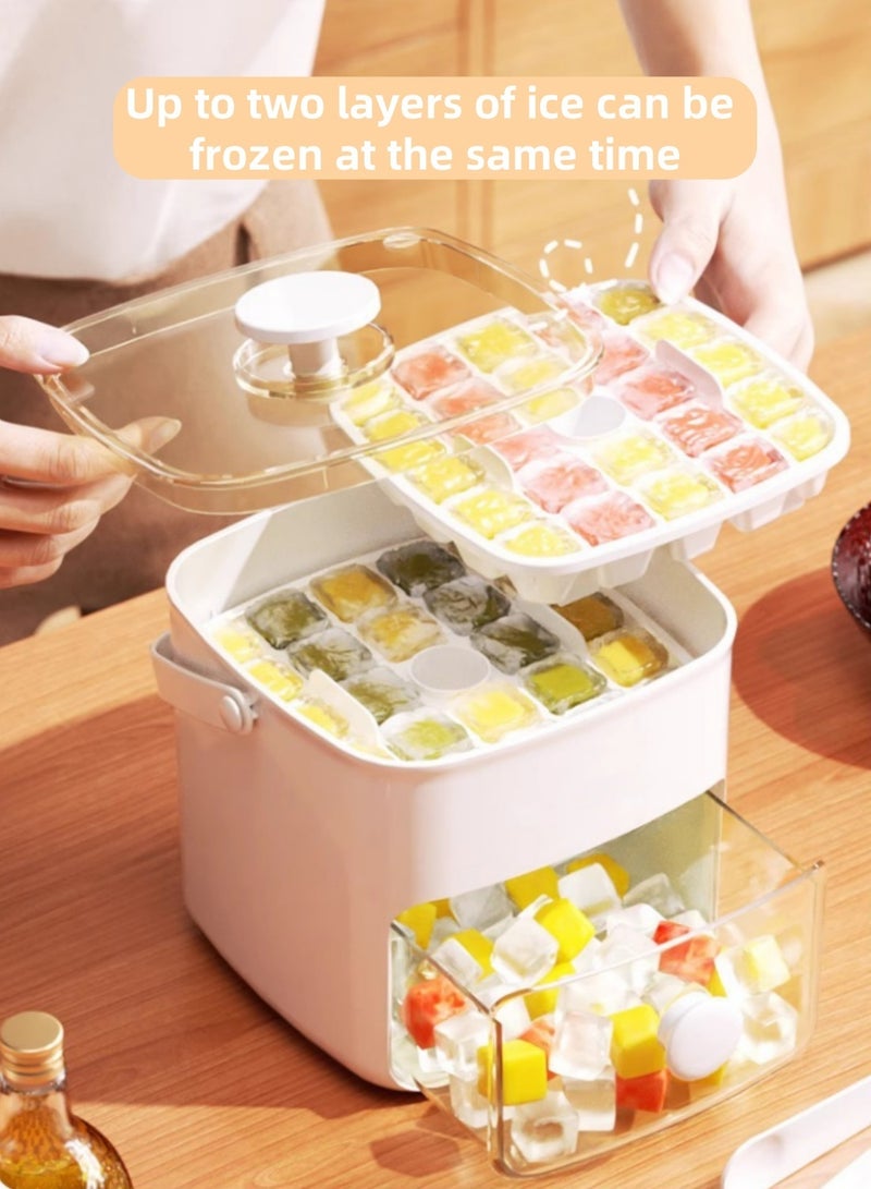 Mmmon Ice Cube Tray for freezer with 2 Trays and Ice Storage Bin Tweezers, 48 Grid Ice Making Mold Ice Maker with Easy to Press Lid, Small Pellet Ice Mold (White)  - Image 3