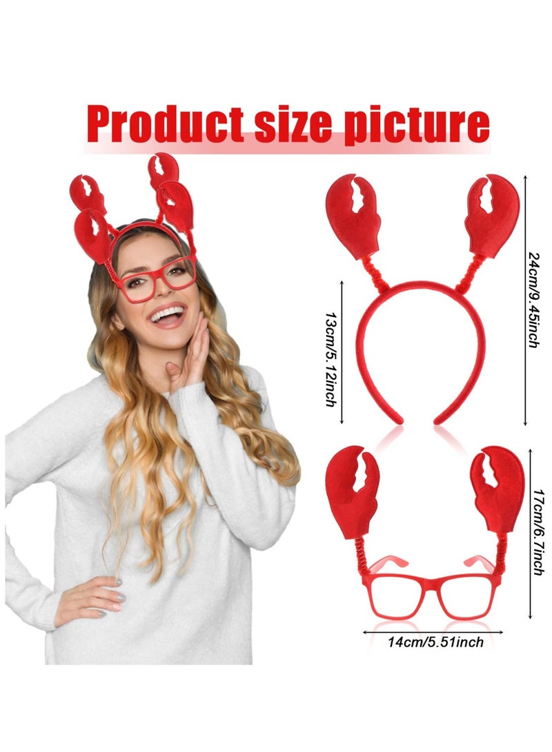 6 PCS Lobster Headbands and Eyeglass, Lobster Claws Headband Eyeglasses Red Party Headwear, Suitable for Cosplay Party Costume - Image 2