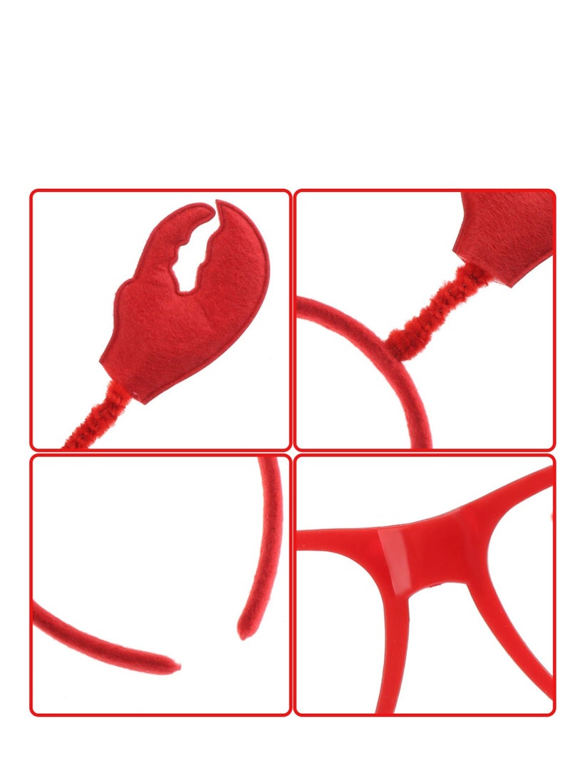 6 PCS Lobster Headbands and Eyeglass, Lobster Claws Headband Eyeglasses Red Party Headwear, Suitable for Cosplay Party Costume - Image 3