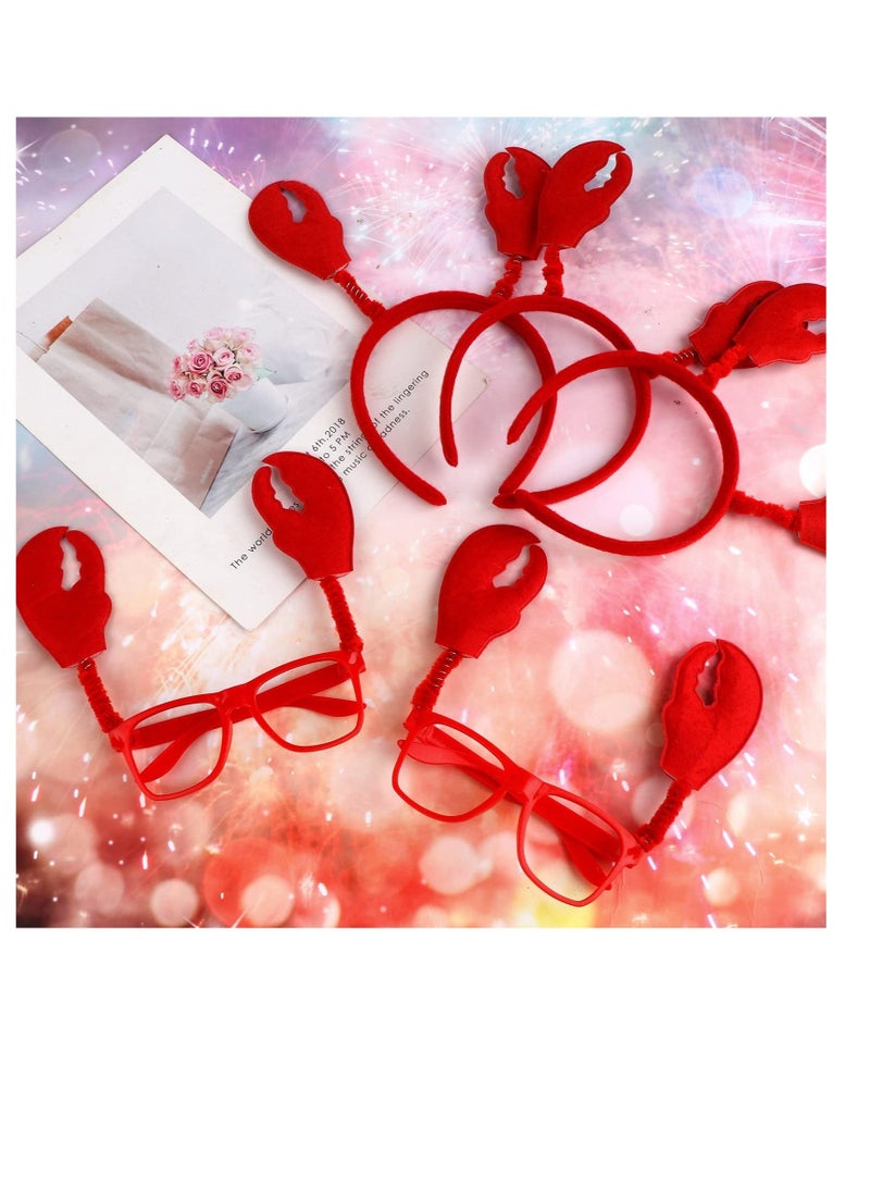 6 PCS Lobster Headbands and Eyeglass, Lobster Claws Headband Eyeglasses Red Party Headwear, Suitable for Cosplay Party Costume - Image 4
